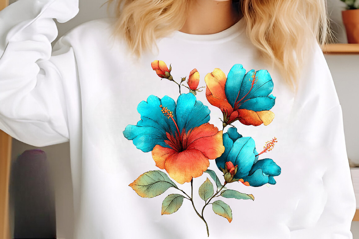 Whimsical spring hibiscus flowers, an Illustration by SinaCreation (Photo 7 of 11)