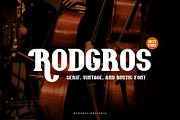 Rodgros - Rustic & Vintage Font, a Serif Font by QR Design Studio (Thumbnail 1 of 10)