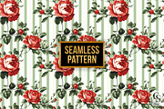Red Green Floral Bouquet Patterns, a Pattern Graphic by Creative Store (Thumbnail 2 of 5)