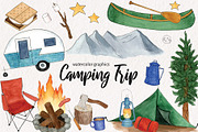 Watercolor Camping Graphics, an Illustration by Kileen Nicole Art (Thumbnail 1 of 5)
