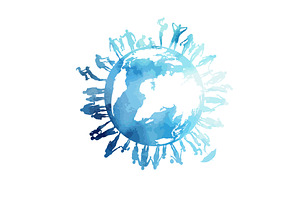 Abstract blue world and happy people, a Person Illustration by Nenahliadava Design