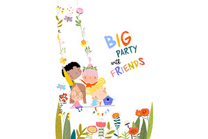 Happy Kids Flying on a Swing in, a Person Illustration by Maria Starus