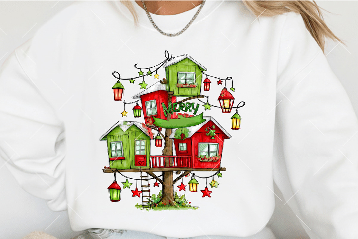 Whimsical Christmas House Clipart, an Illustration by OK Design (Photo 5 of 6)