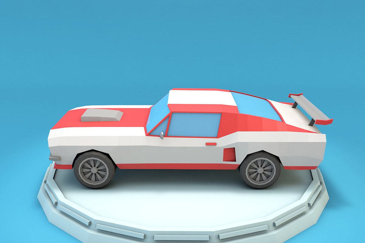 Cartoon Mustang Car Low Poly, a Cars & Vehicle 3D Model by Low Poly Lab (Photo 3 of 7)