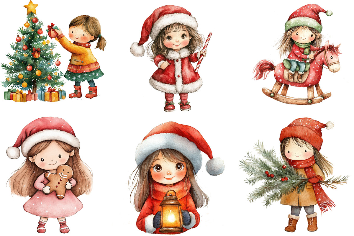 Christmas Cute Girls Sublimation, an Illustration by Designking (Photo 3 of 5)