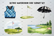 Watercolor Golf Clipart Set, 32 PNG, a Sport Illustration by CropUp Creative (Thumbnail 2 of 5)