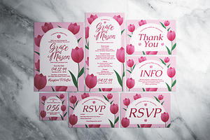 Flower Wedding Invitation Suite, an Invitation Template by The Good Store