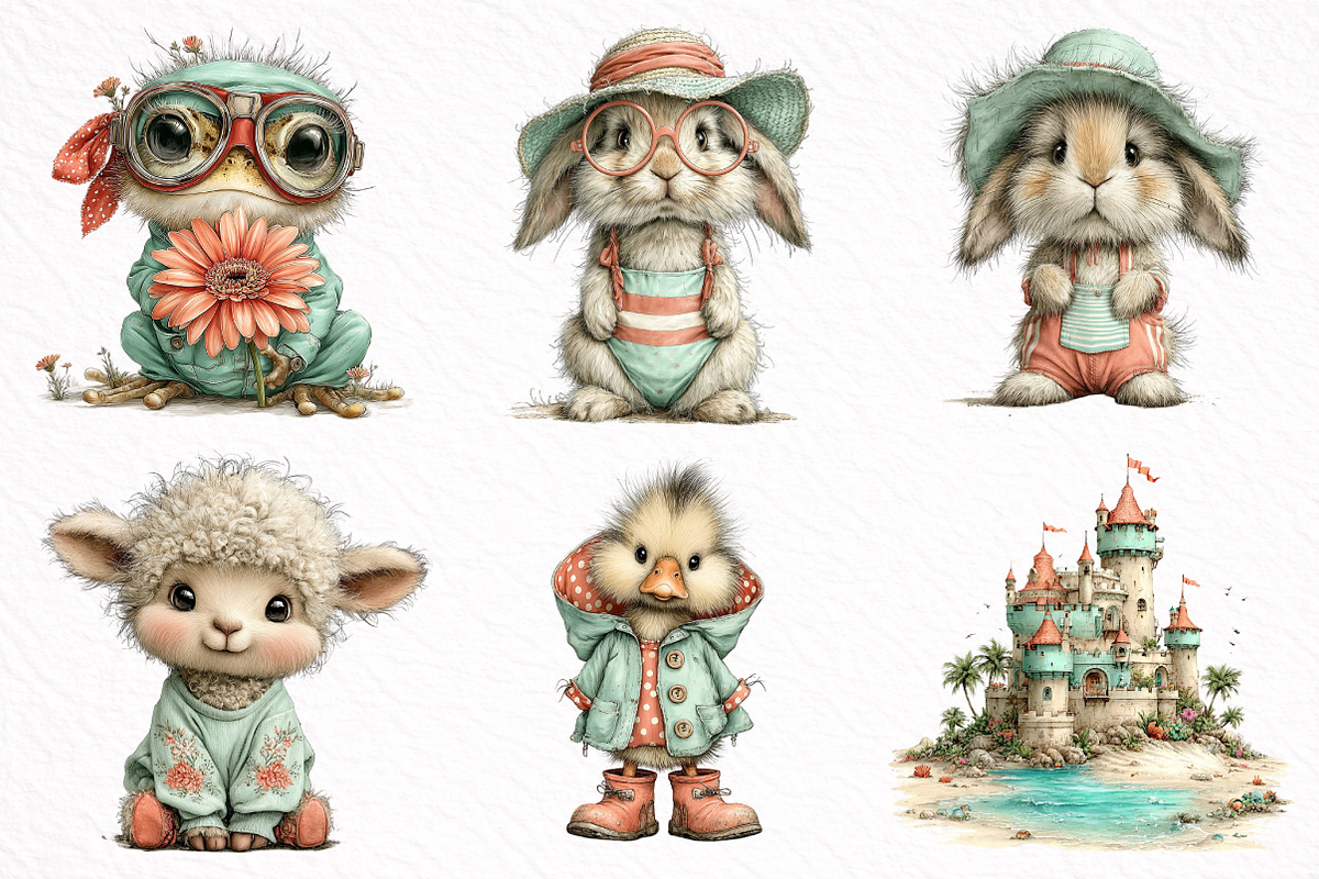 Coral And Aqua summer Clipart, an Illustration by DreamArtGraphic (Photo 7 of 8)