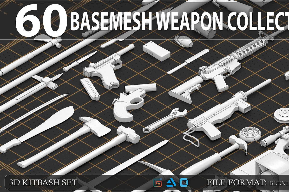 BASEMESH WEAPON COLLECTION, an Object 3D Model by MohamedHussien1 (Photo 1 of 8)