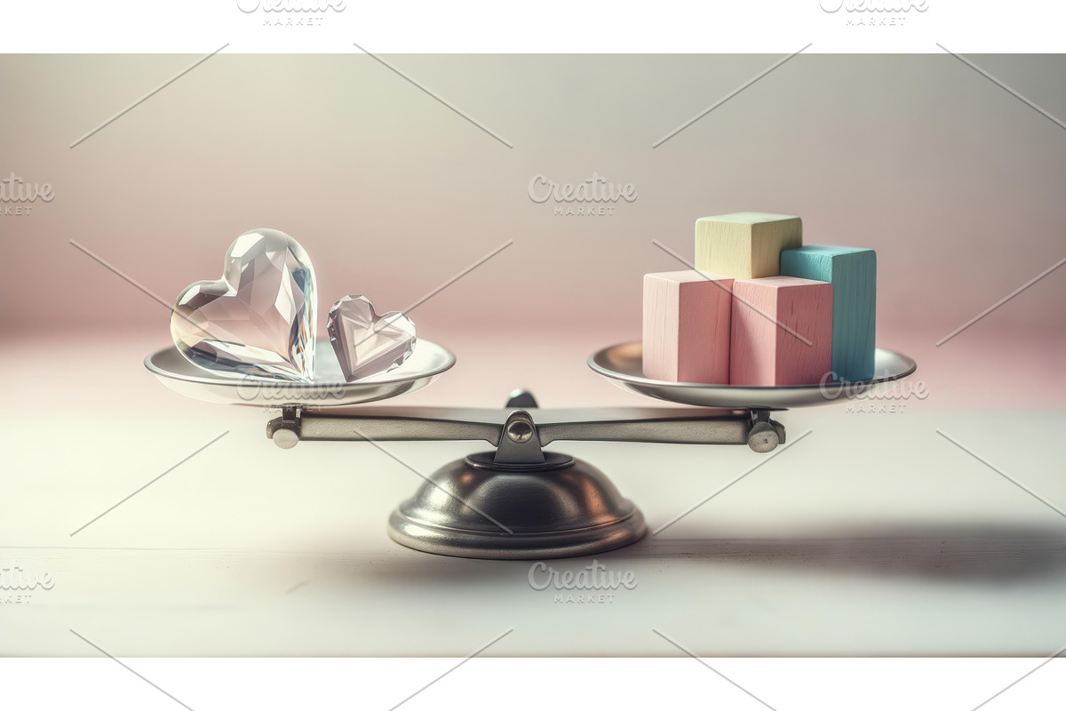 Vintage balance scale with glass, an Illustration by tilialucida
