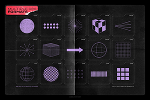 150 Retro-Futuristic Textured Shapes