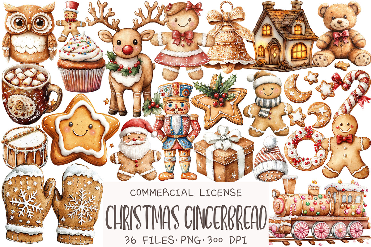Christmas Gingerbread Clipart, an Illustration by OK Design (Photo 1 of 5)