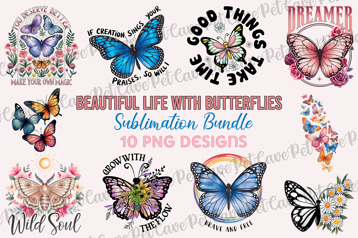 Beautiful Life Butterflies Bundle, a Graphic by Pet Cave (Photo 1 of 8)