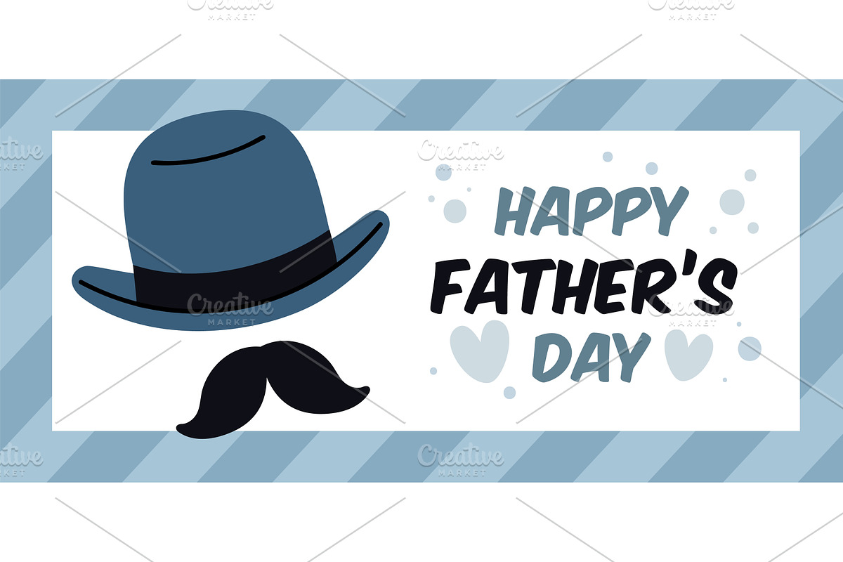 Father day poster. Bowler hat with, an Object Illustration by YummyBuum
