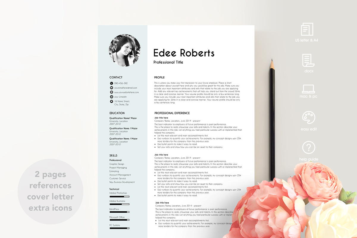 resume with photo, a Resume Template by PinkJellyfish (Photo 8 of 8)
