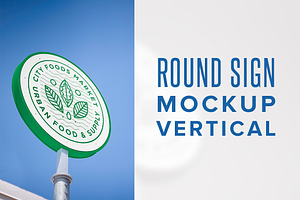Round Sign Mockup - Vertical