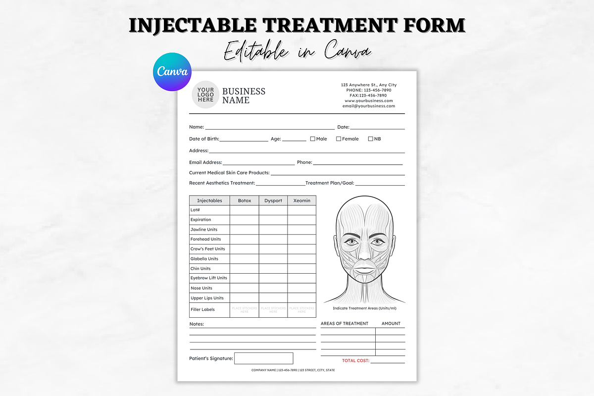 Botox and Dermal Filler Canva Form, a Stationery Template by Coral Beauty (Photo 1 of 4)