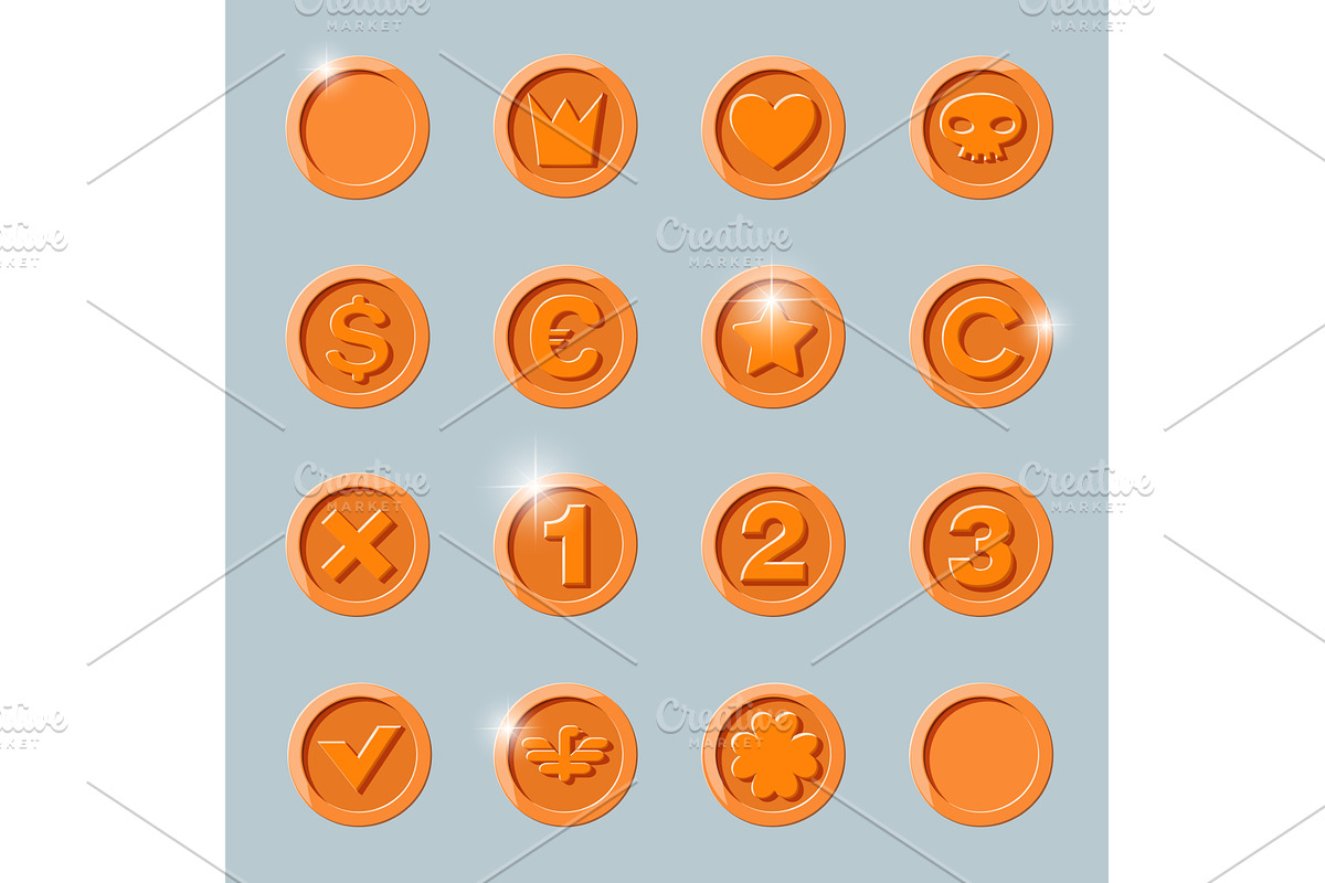 copper coins set, an Object Illustration by piter.goskov