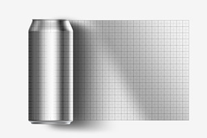 Metallic Aluminum Can & Label Mockup