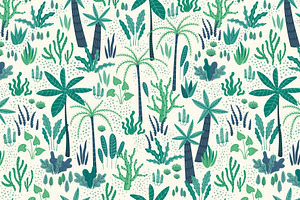 Tropical Plants. Elements & Pattern