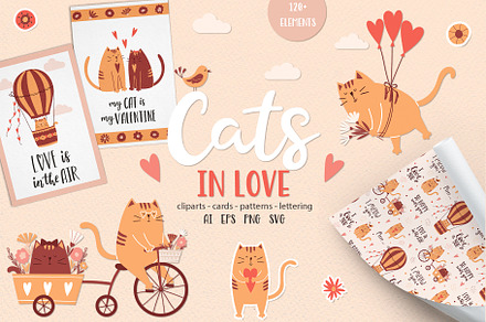Cats in love. Cards & Patterns