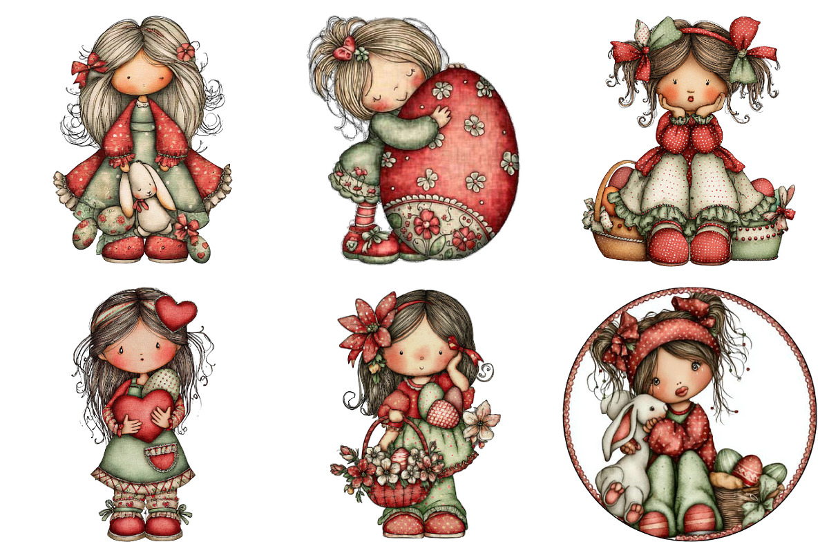 Whimsical Easter Girl Clipart, an Illustration by designcity5 (Photo 2 of 5)