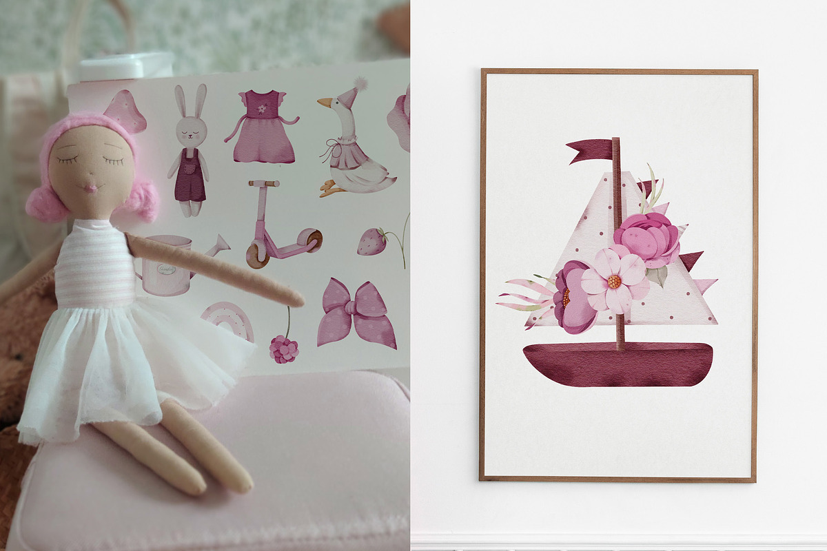 The pink world of baby girl set, an Illustration by nathalieclaire (Photo 8 of 16)