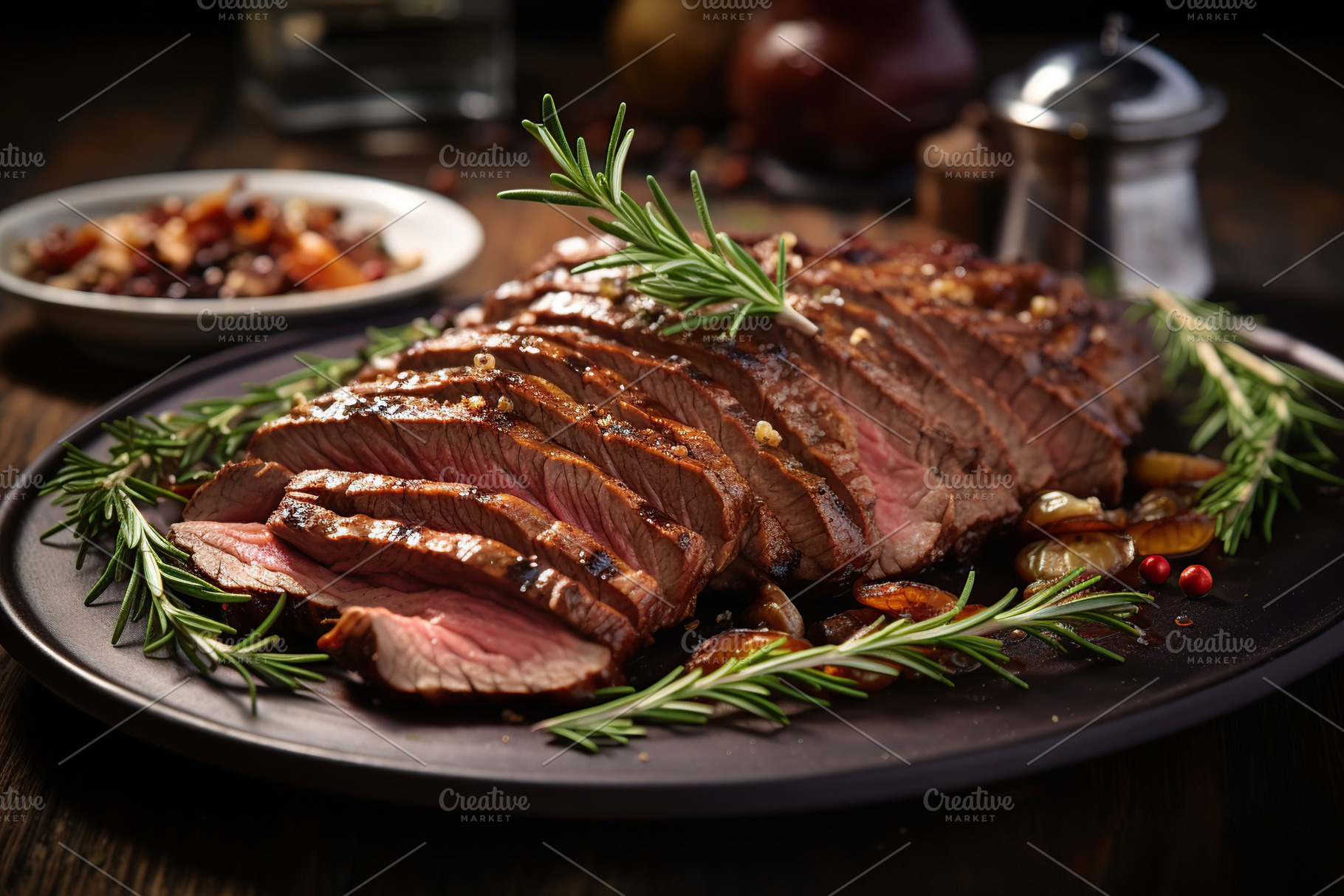 BBQ meat on wooden table, a Food & Drink Photo by AlyaAnd