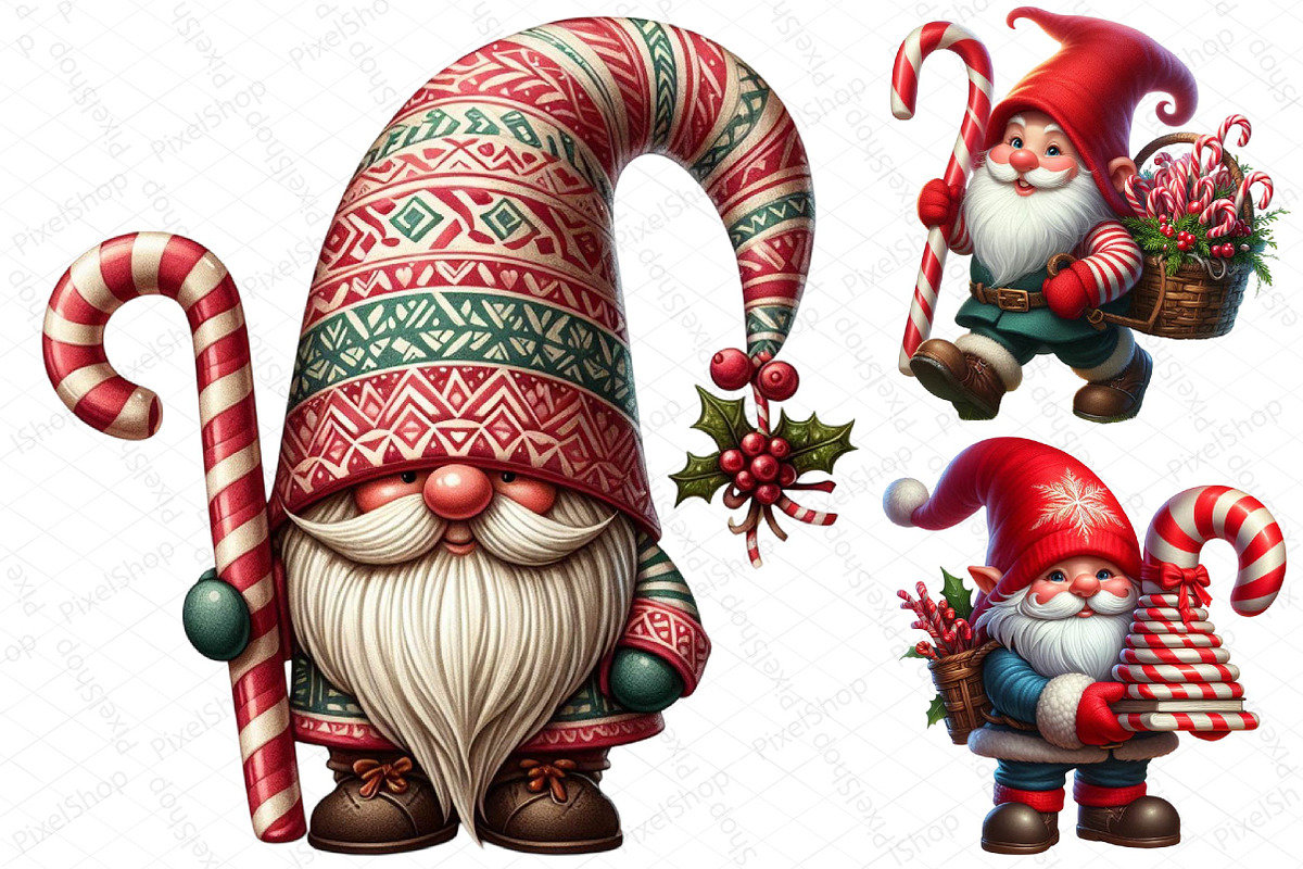 Christmas Candy Cane Icing Gnome, an Illustration by DreamPrint404 (Photo 2 of 4)