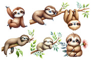 Sloth watercolor clipart, an Illustration by Designworld (Thumbnail 3 of 6)