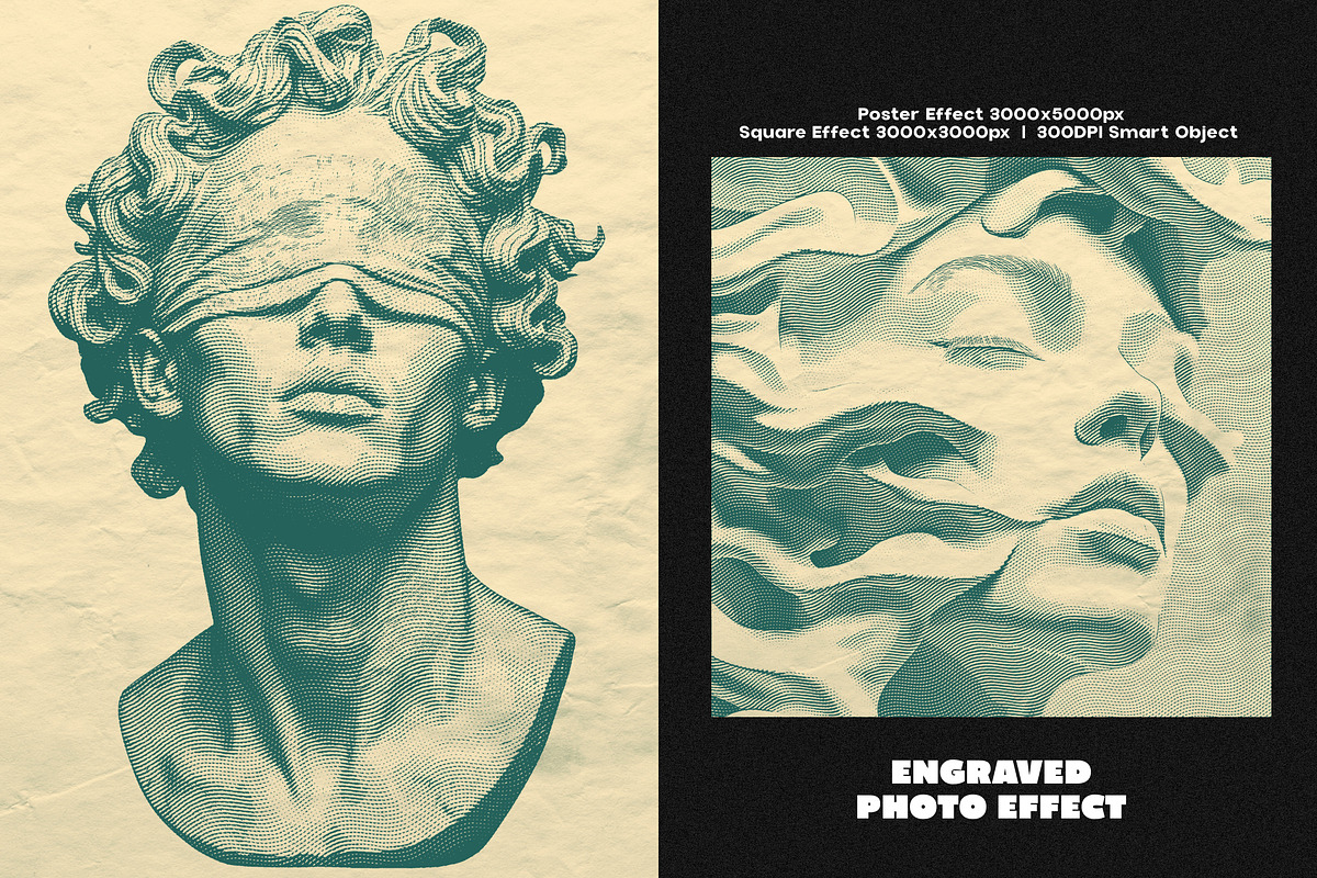 Engraved Square, Poster Photo Effect, a Layer Style Add-On by dokudokunomi (Photo 1 of 4)