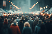 Crowd of people walking through a bustling urban street marketplace at night, a Person Photo by AS photostudio (Thumbnail 2 of 2)