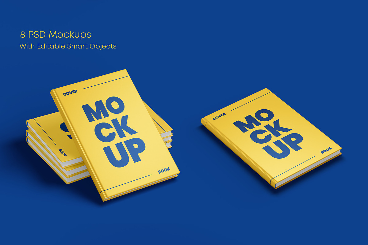 8 Book Cover Mockup Set, a Print Template by Graphic Bird (Photo 4 of 11)