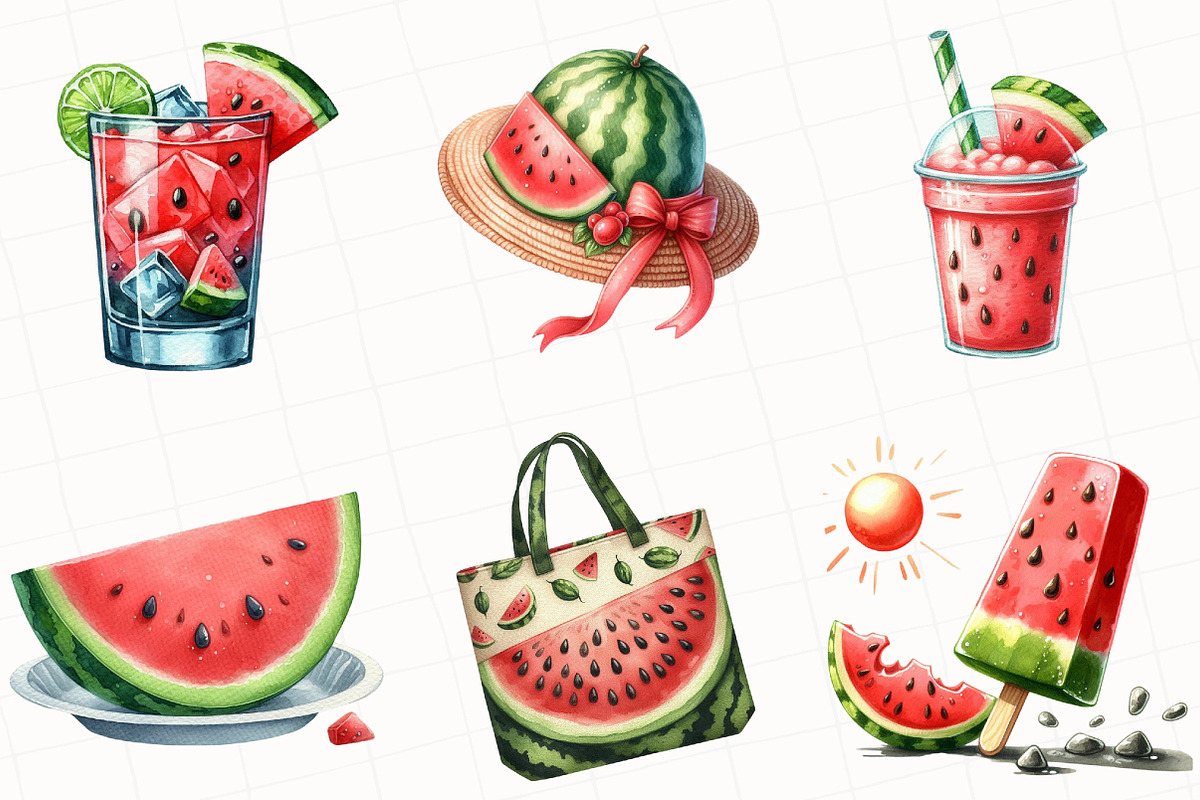 Summer Juicy Watermelon Clipart, an Illustration by OK Design (Photo 5 of 5)