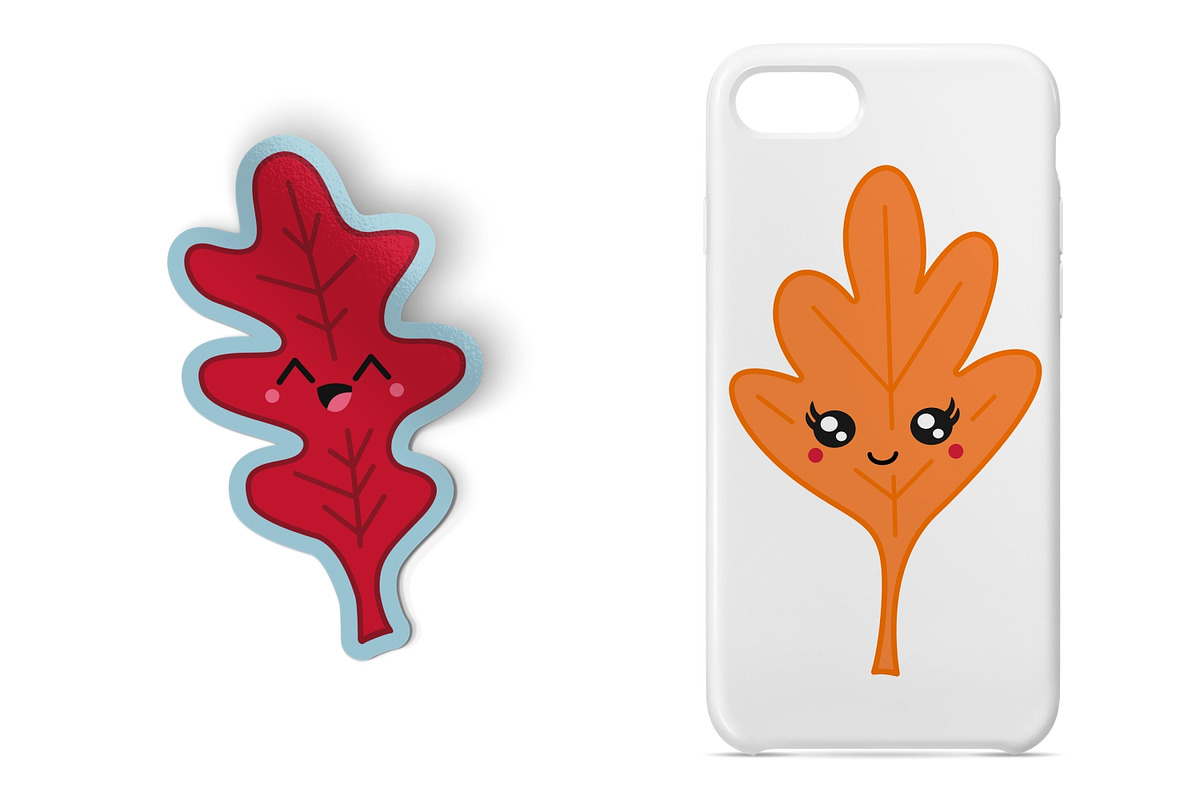 Kawaii Fall Leaves, an Illustration by Huckleberry Hearts (Photo 2 of 3)