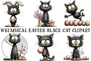 Whimsical Easter Black Cat Clipart, an Illustration by OK Design (Thumbnail 2 of 6)