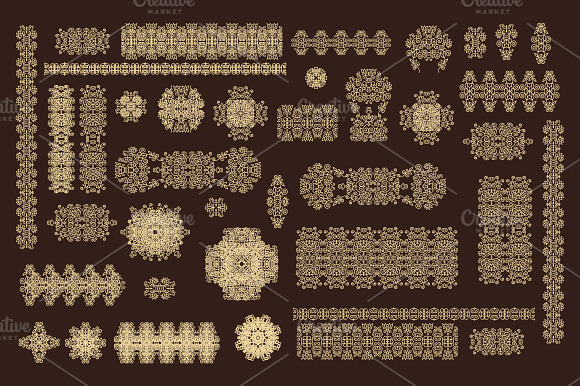 Set of laced decorative elements preview 5