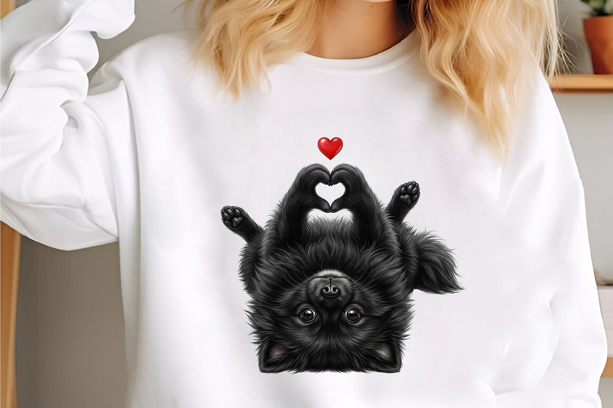 Cute Black Dog Heart Paws Love, a Seasonal Illustration by designcity5 (Photo 2 of 4)