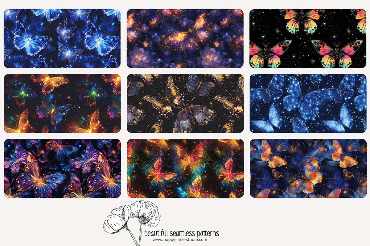 80 magic butterfly seamless pattern, a Pattern Graphic by Poppy Lane Studio (Photo 8 of 11)