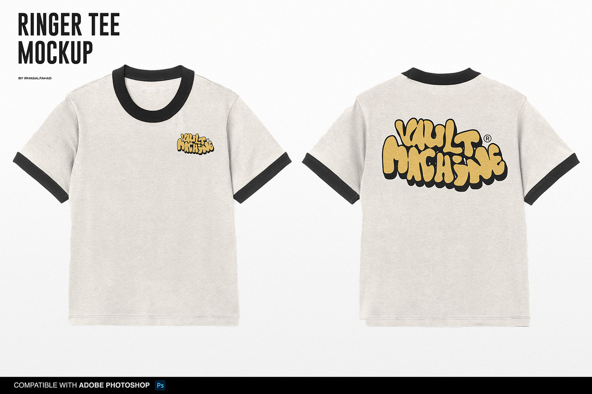 Ringer Tee Mockup, a Shirt Mockup by Irhasalfahad (Photo 3 of 4)