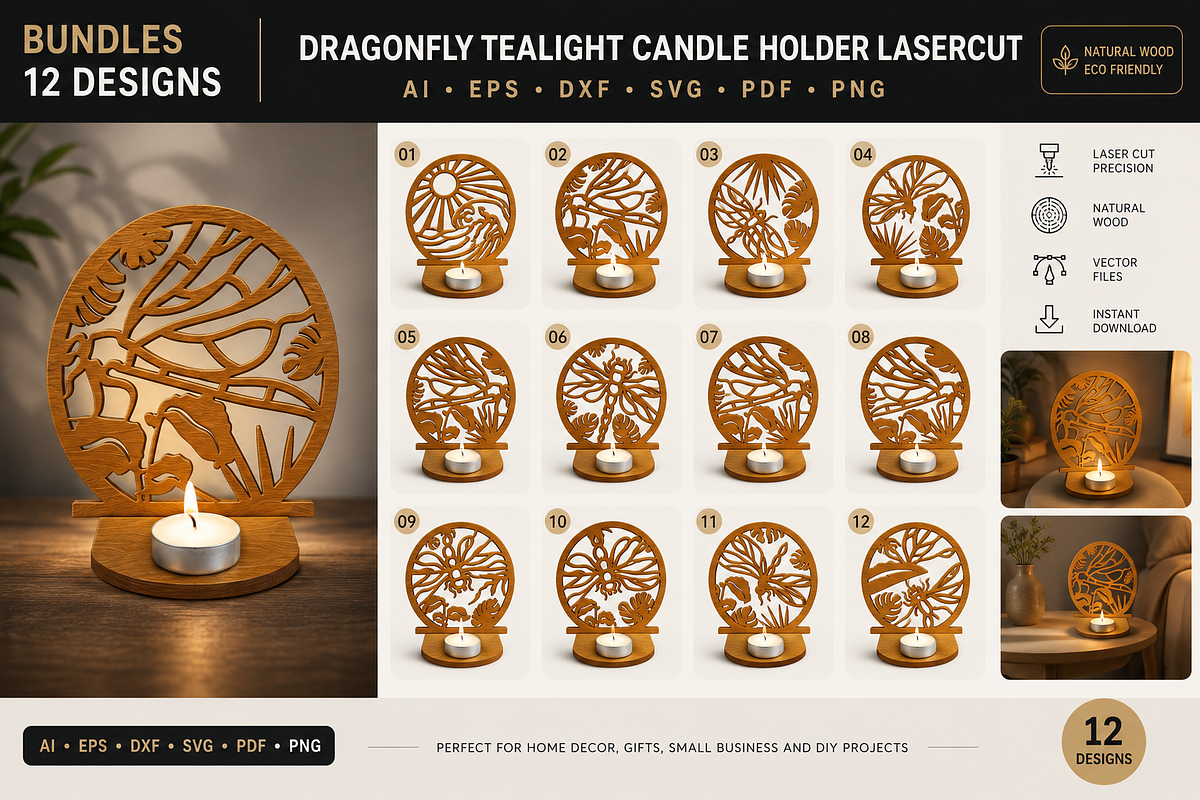 Dragonfly Tealight Candle Holder, an Object Graphic by OTVEY DESIGN (Photo 1 of 13)