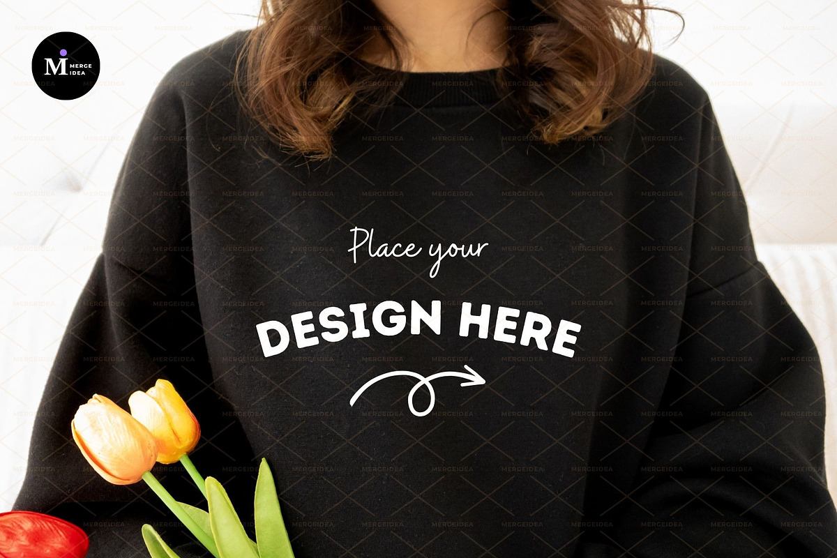 Black Sweatshirt Mockup Gildan 1800, a Shirt Mockup by MergeIdea