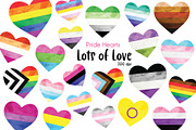 Pride Flag Hearts Clipart Set, an Illustration by SugarPickle Clip Art (Thumbnail 1 of 2)