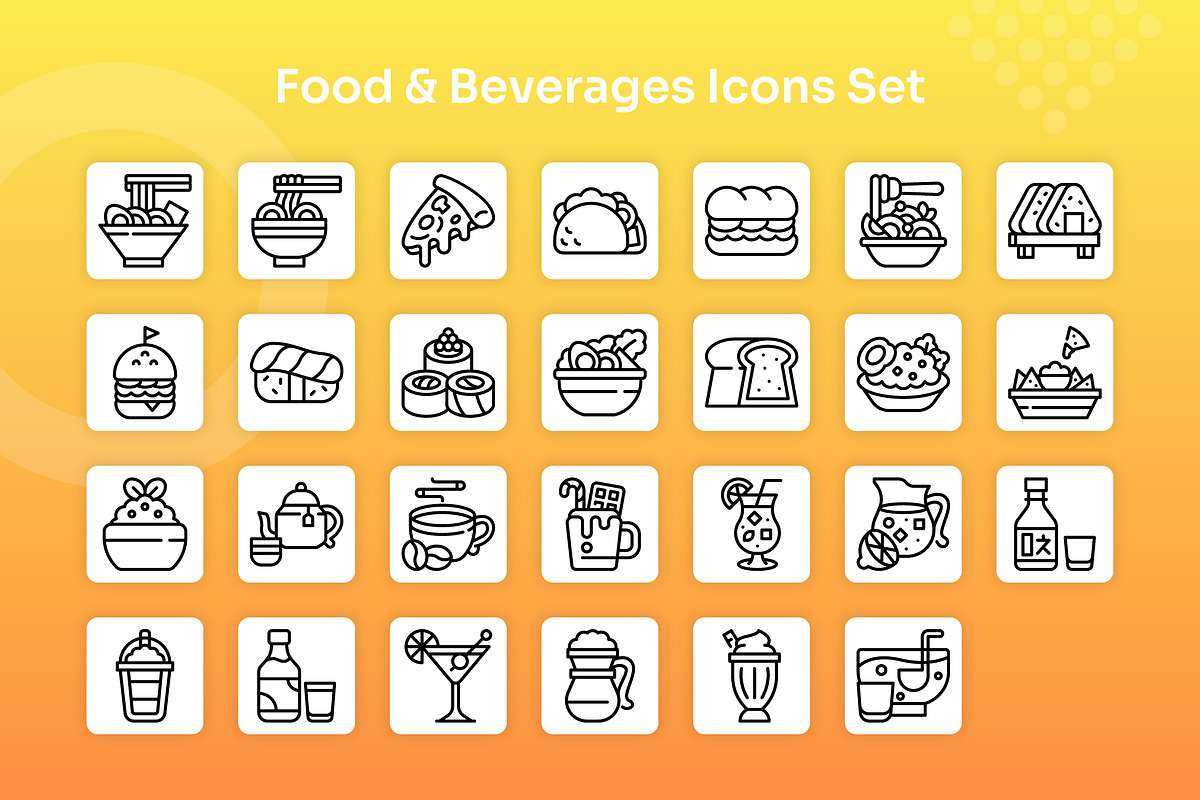 Food & Beverages Icons Set - Line, an Outline Icon by Kmg Design (Photo 2 of 2)