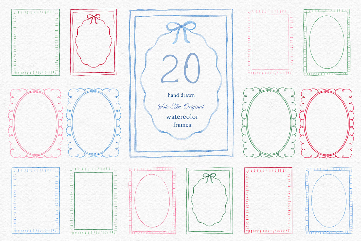 Hand-Drawn Watercolor Frames, a Graphic by Solo Art Original (Photo 1 of 6)