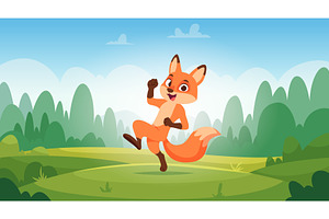 Cartoon fox. Background template, an Animal Illustration by Onyx