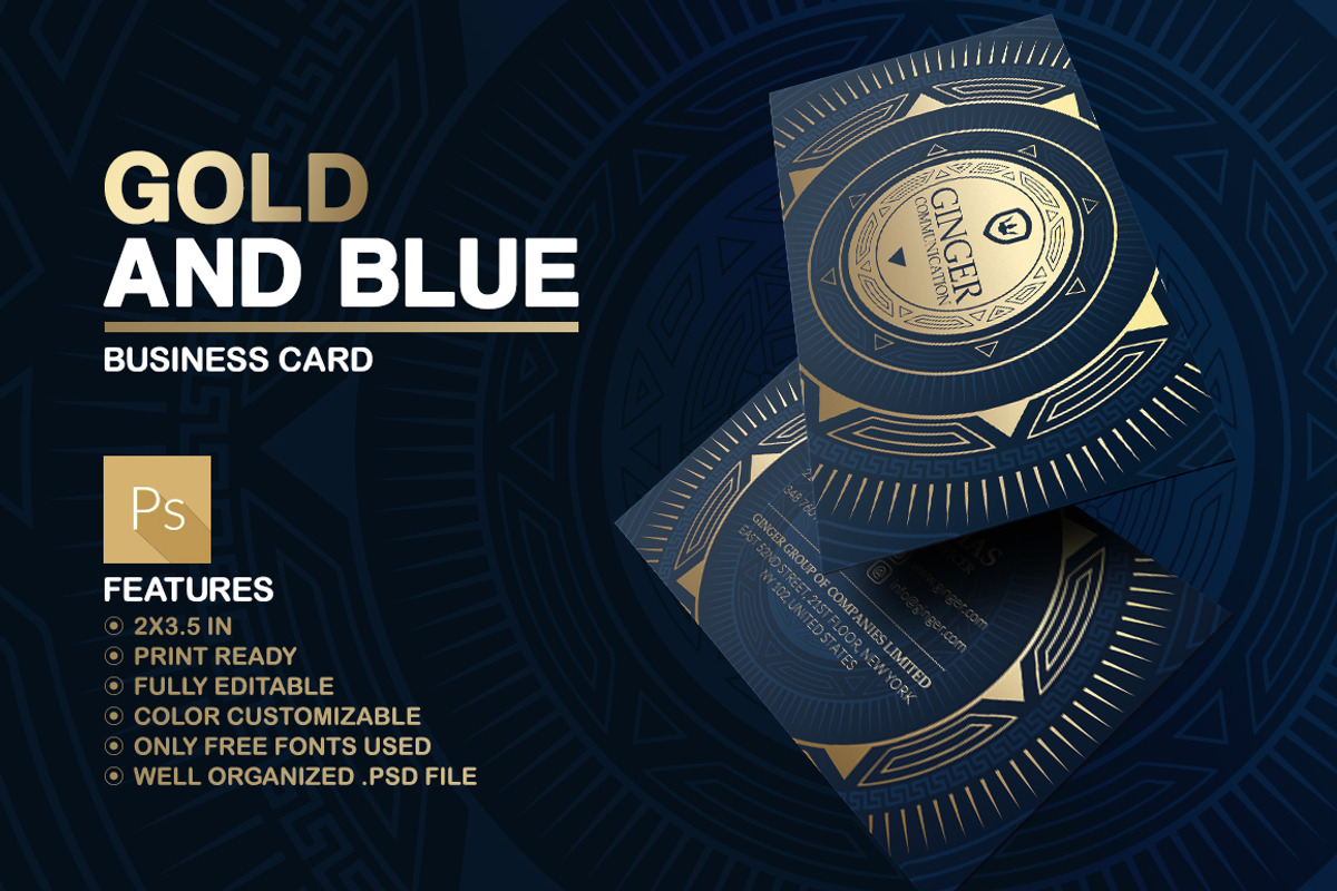 Gold And Blue Business Card, a Business Card Template by Marvel (Photo 1 of 5)