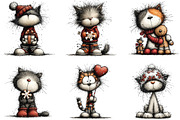 Whimsical Cats Christmas Clipart, an Illustration by CraftArtStudio (Thumbnail 2 of 6)