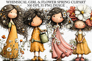 Whimsical Girl & Flower Spring PNG, an Illustration by Canvas Craft (Thumbnail 1 of 7)