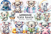 Watercolor Cute koala Clipart, an Illustration by CraftArtStudio (Thumbnail 1 of 6)